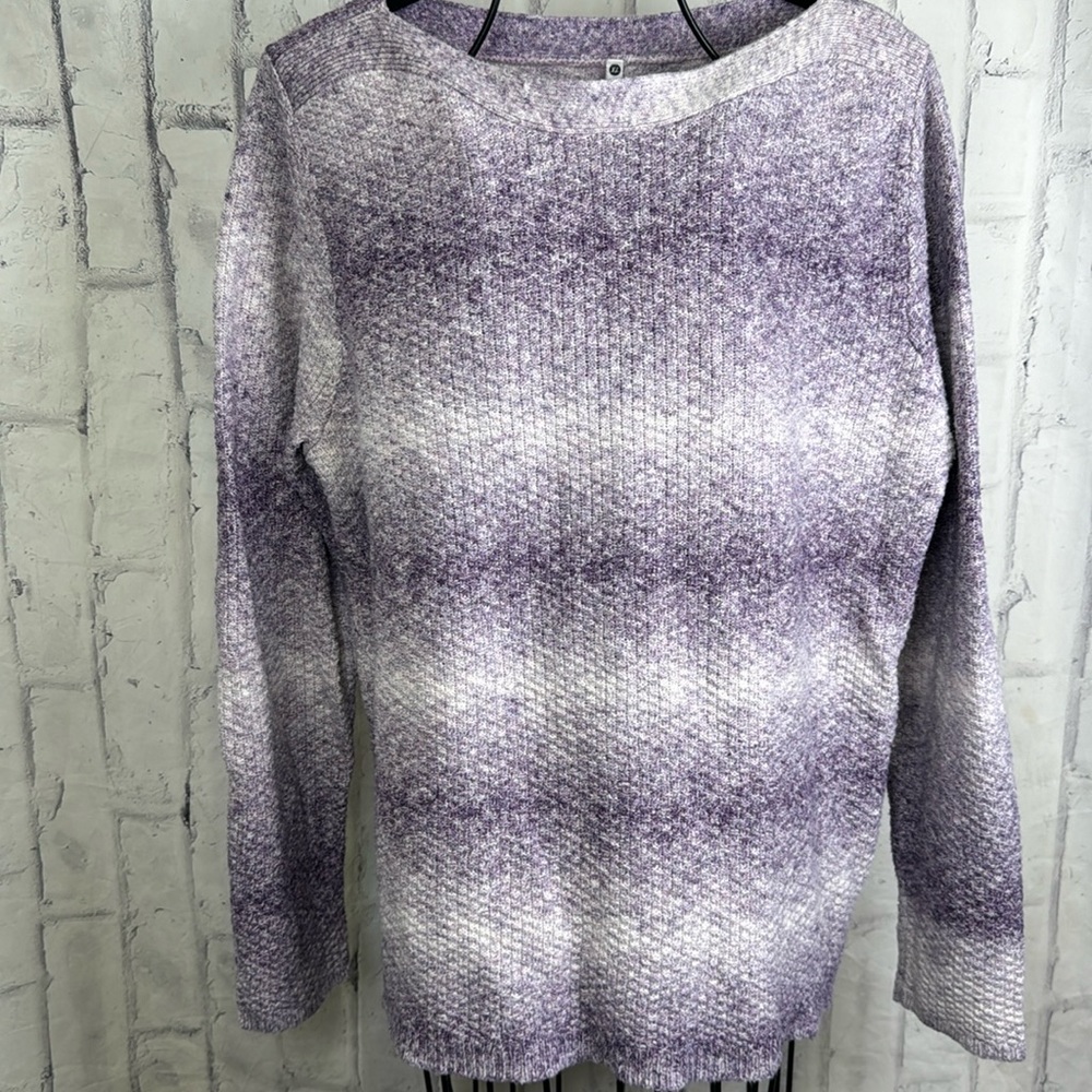 Leo & Nicole Ombre Boatneck Sweater Long Sleeve Waffle Knit Cozy Soft